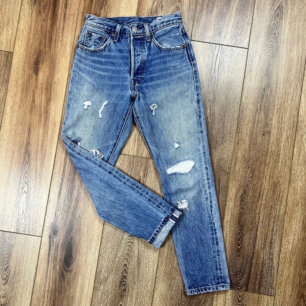 Levi's 501s Skinny white oak cone denim Jeans Selvedge - Picture 4 of 11